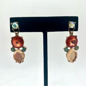 Vintage Rhinestone Drop Earrings – Gold Tone Statement Dangles